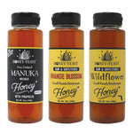 Raw Enthusiast Trio - Includes 12oz Manuka Infused with Propolis, Orange Blossom, and Wildflower Honey