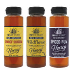 Dessert Honey Trio – Includes 12oz Orange Blossom, Wildflower, and Spiced Rum