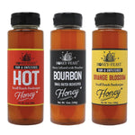 Gourmet Trio – Includes 12oz Hot, Bourbon, and Orange Blossom Honey