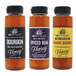 Coffee Lovers Honey Trio – Includes 12oz Bourbon, Spiced Rum, and Orange Blossom Honey