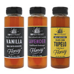 Gourmet Honey Trio - Includes 12oz Vanilla, Organic Lavender & Black Gum Tupelo Honey