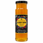 Honey Feast Allergy Blend Honey in a 12oz glass jar with black lid
