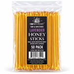 Honey Feast Lavender Honey Sticks 50-pack in a clear resealable zip-top bag on a white background