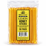 Honey Feast Lemon Honey Sticks 50-pack in a clear resealable zip-top bag on a white background