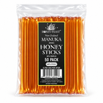 Honey Feast Manuka and Propolis Honey Sticks 50-pack on a pure white background