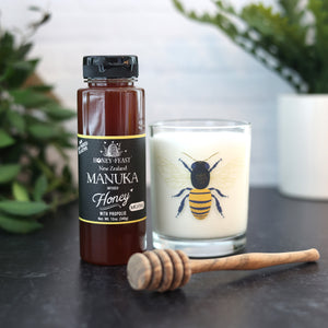 HONEY FEAST New Zealand Manuka Infused Honey with Propolis 12oz - Raw Manuka Honey, Patent Pending Formula, MGO182 Rating, Manuka Honey New Zealand