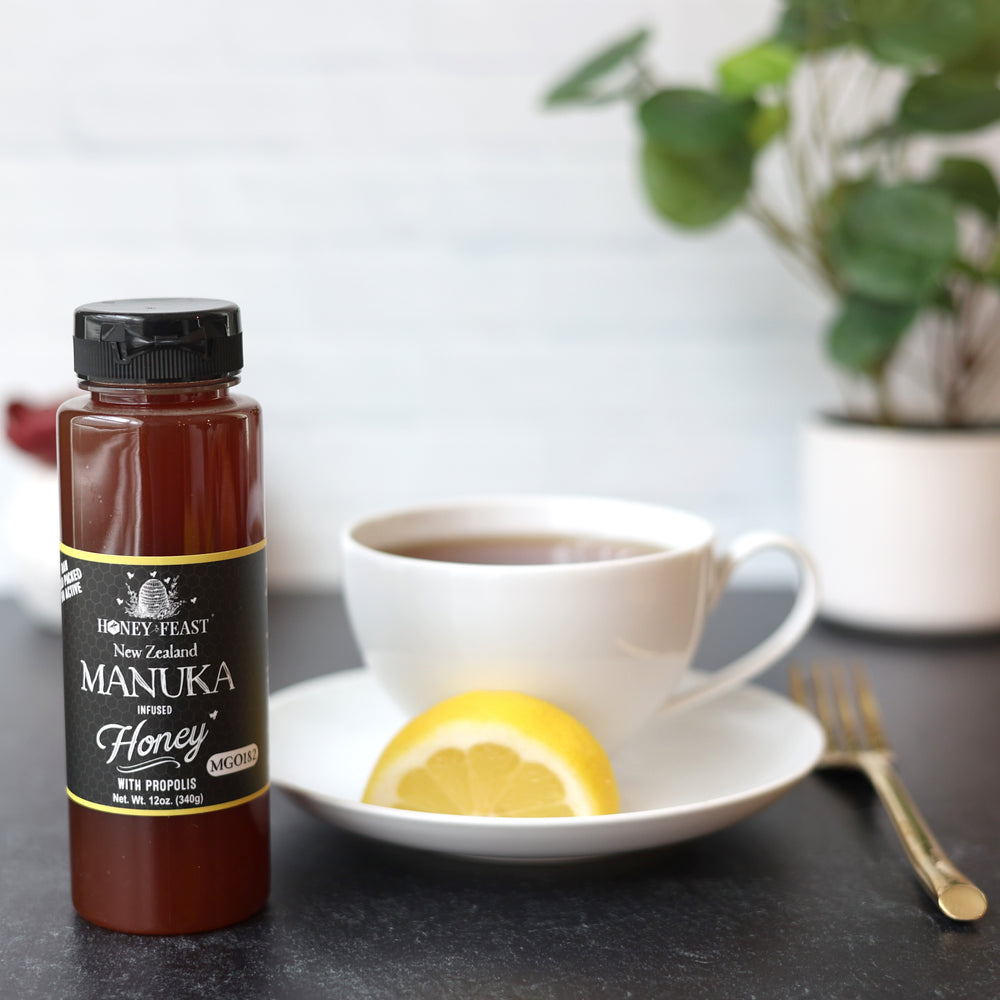 HONEY FEAST 6-Pack New Zealand Manuka Honey with Propolis 12oz Each - Raw, MGO182, Enhanced with Propolis, Made with manuka from New Zealand 🍯🐝
