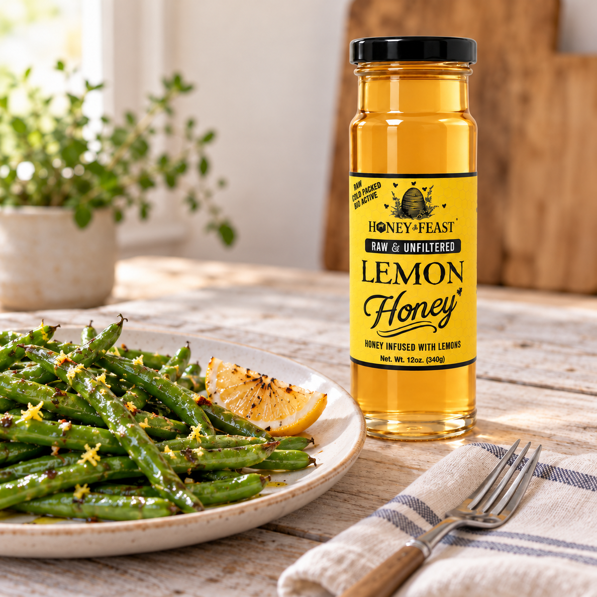 Honey Feast Lemon Honey in a 12oz glass jar — Vegetables