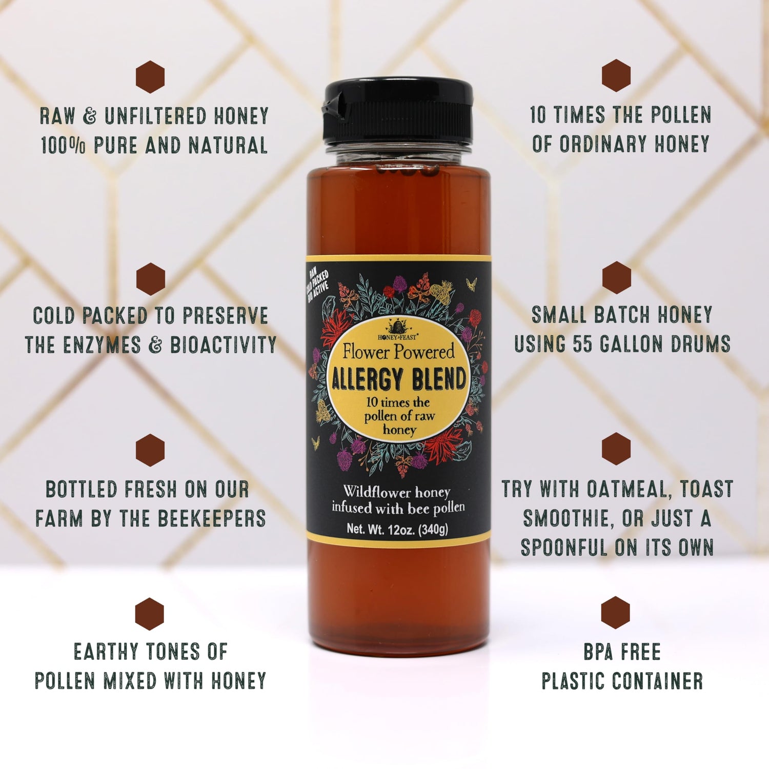 Wellness Trio – Includes 12oz Allergy Blend, Manuka Infused with Propolis, and Orange Blossom Honey