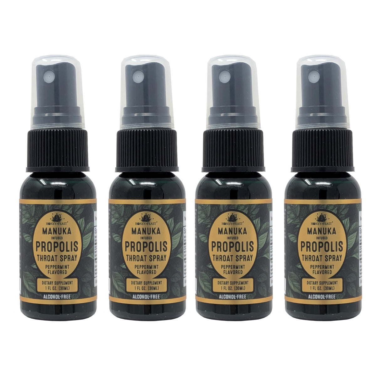Honey Feast Manuka-Infused Propolis Throat Spray 4-pack