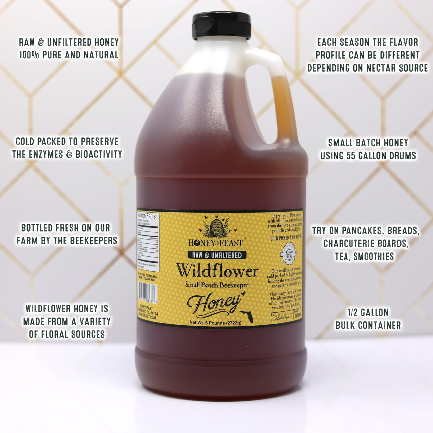 Wildflower Honey - 2-Pack, 6lb Bulk (1 Gallon)