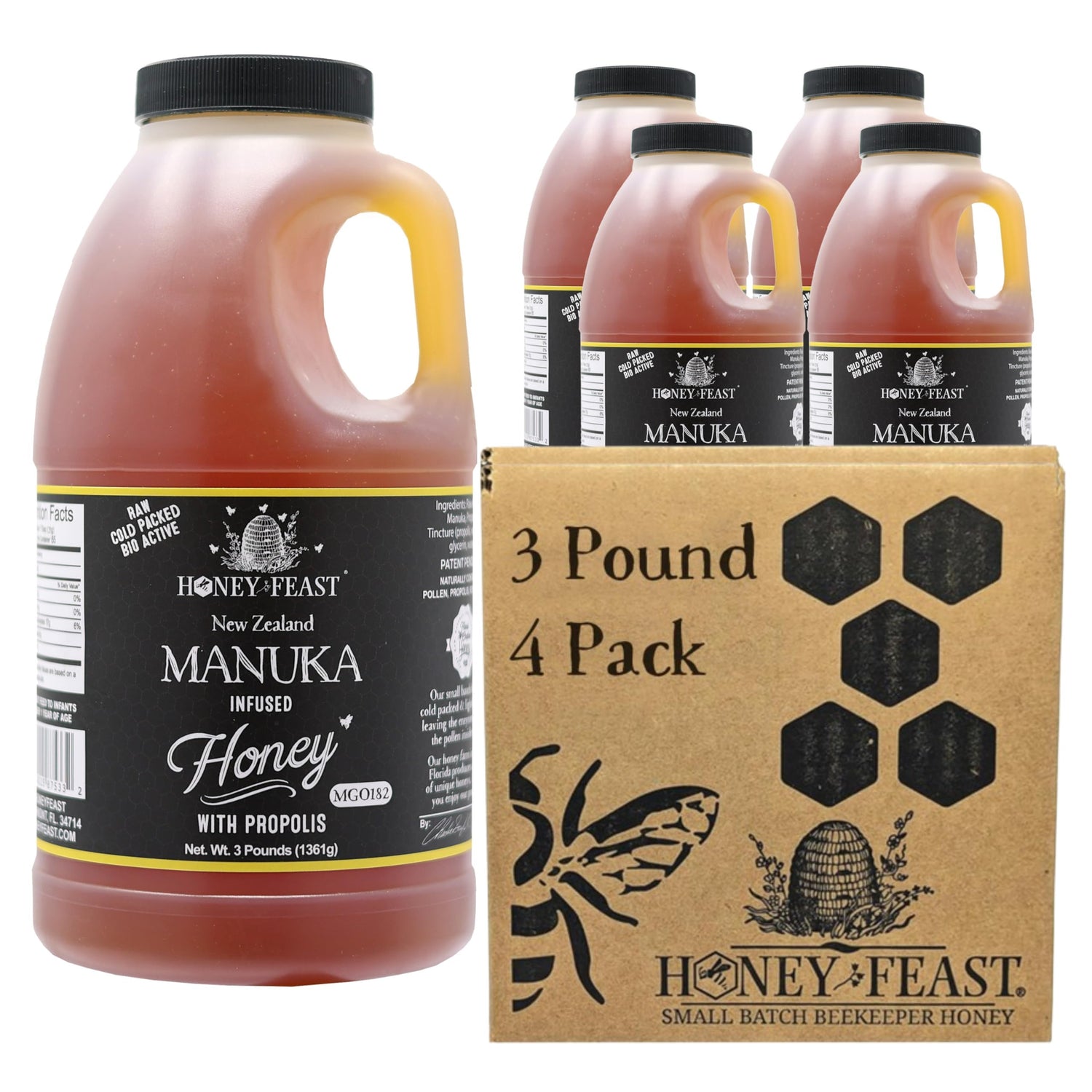 Propolis Infused Manuka- 4-Pack, 3lb Bulk