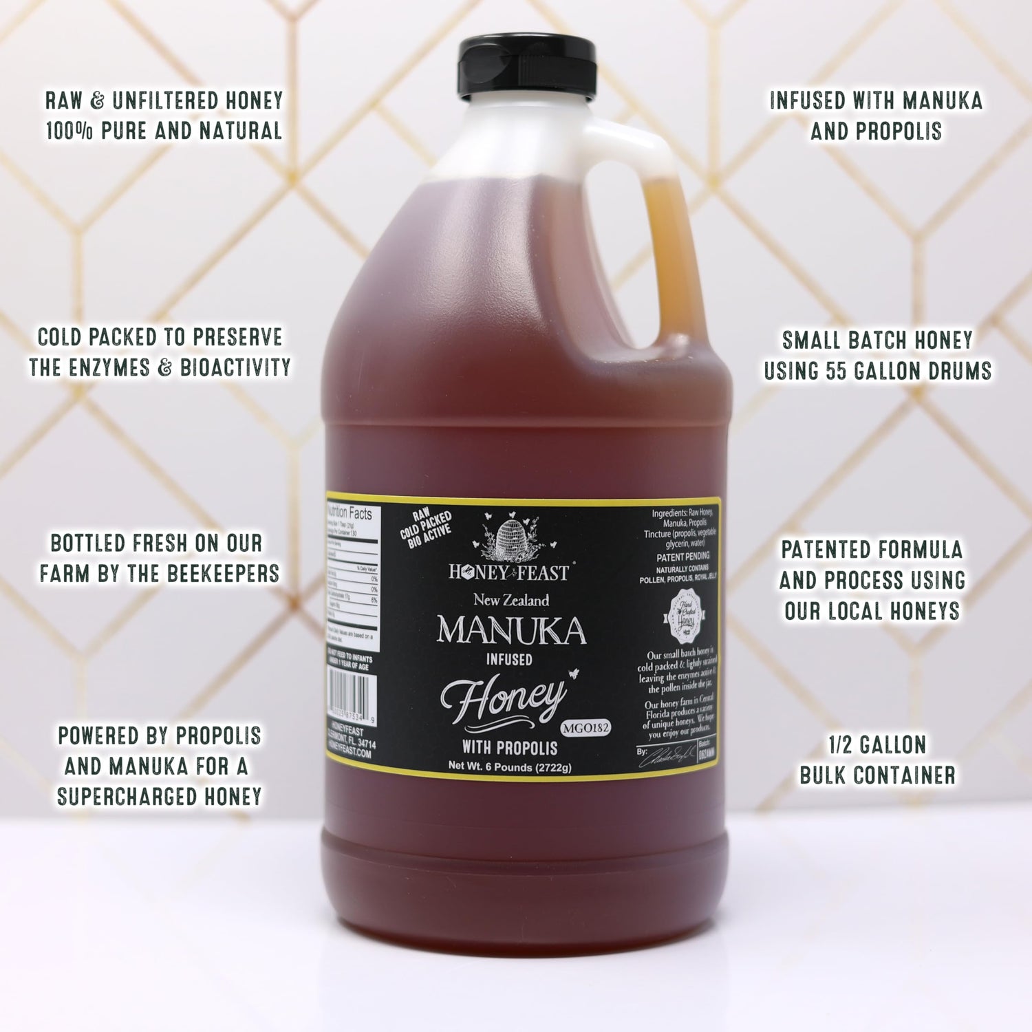 Propolis Infused Manuka Honey - 4-Pack, 6lb Bulk