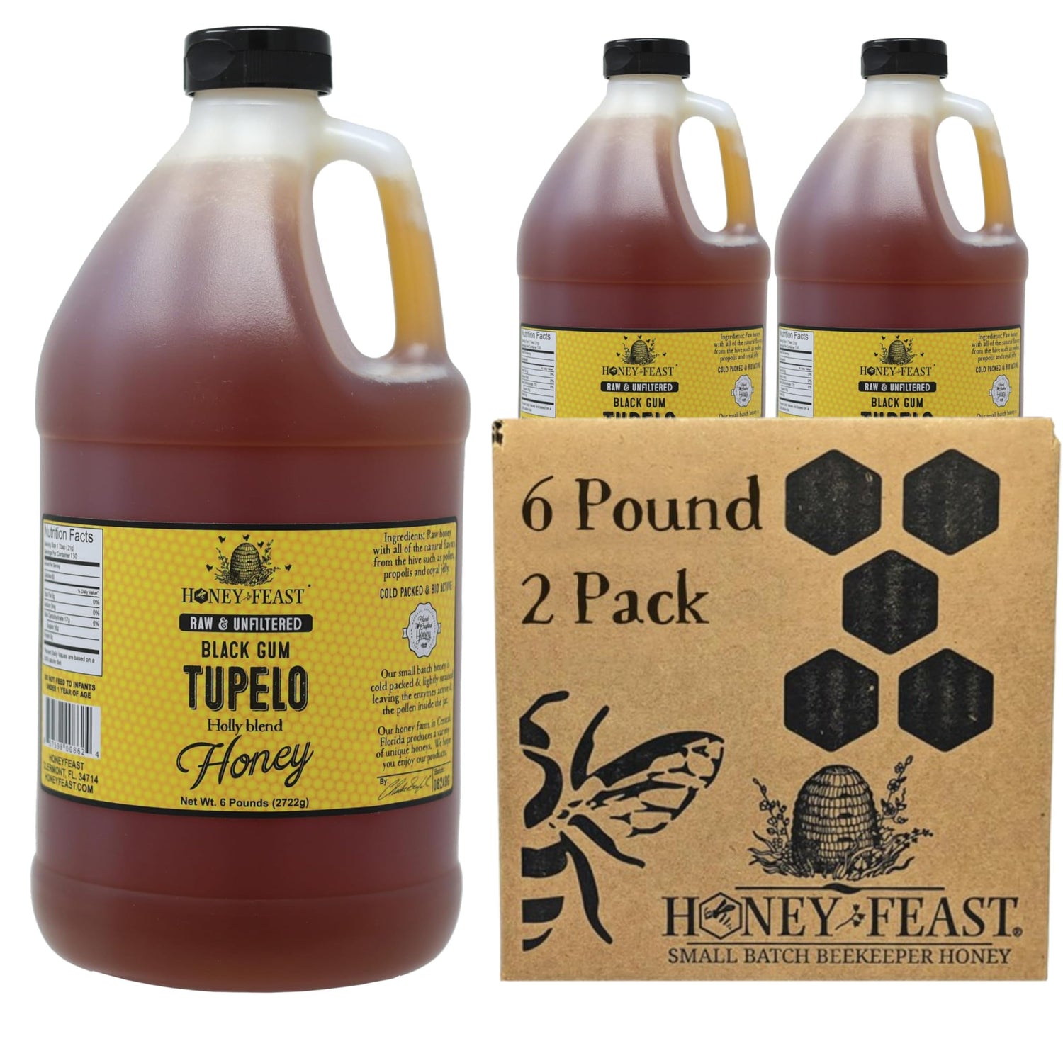 Black Gum Tupelo Honey - 2-Pack, 6lb Bulk (1 Gallon)