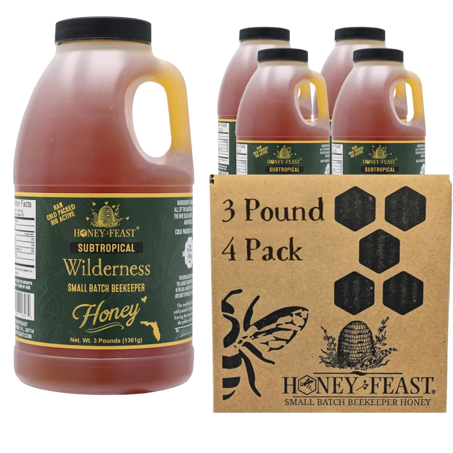 Subtropical Wilderness Honey 4-Pack, 3lb Bulk