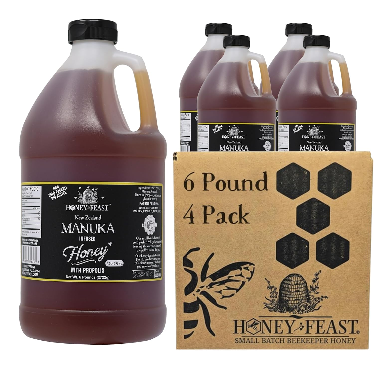 Propolis Infused Manuka Honey - 4-Pack, 6lb Bulk