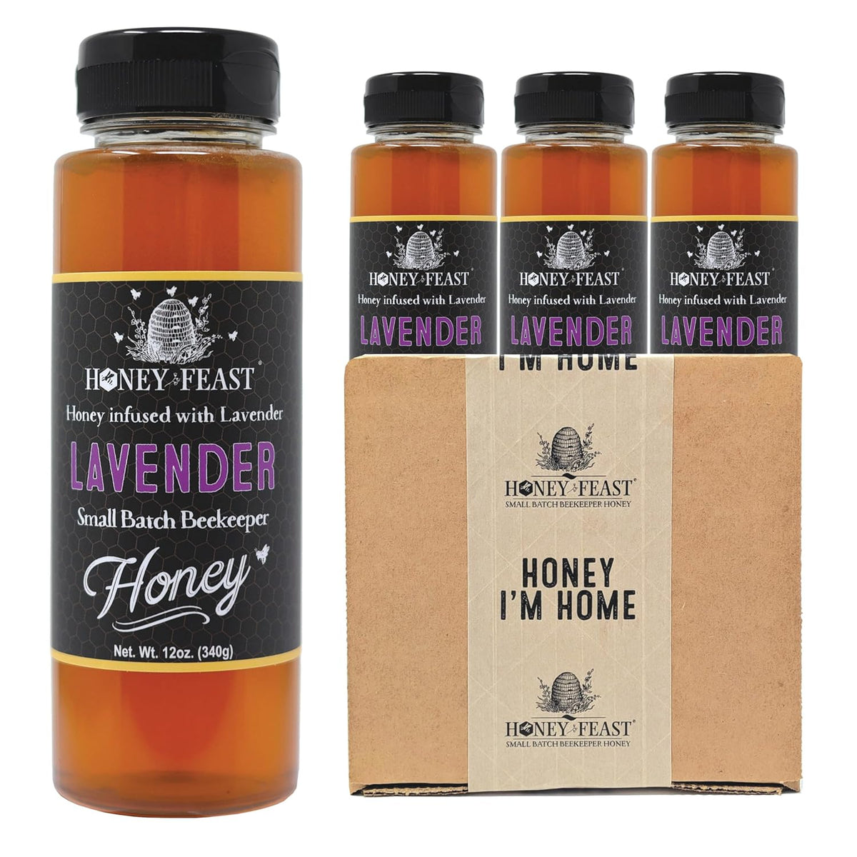 Lavender Honey 12oz 3-Pack — three 12oz plastic jars