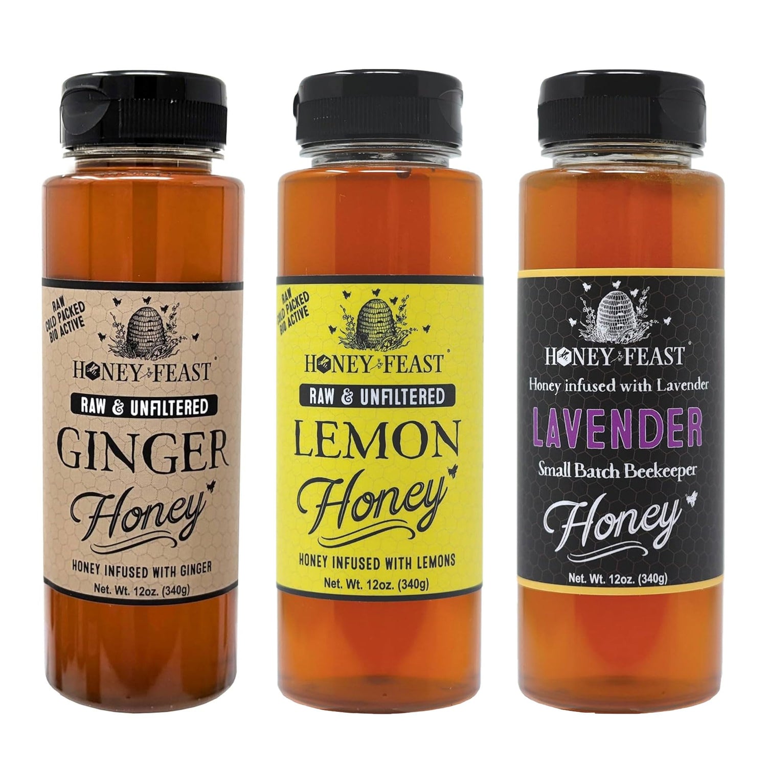 Tea Lovers Trio – Includes 12oz  Ginger, Lemon, and Organic Lavender Honey