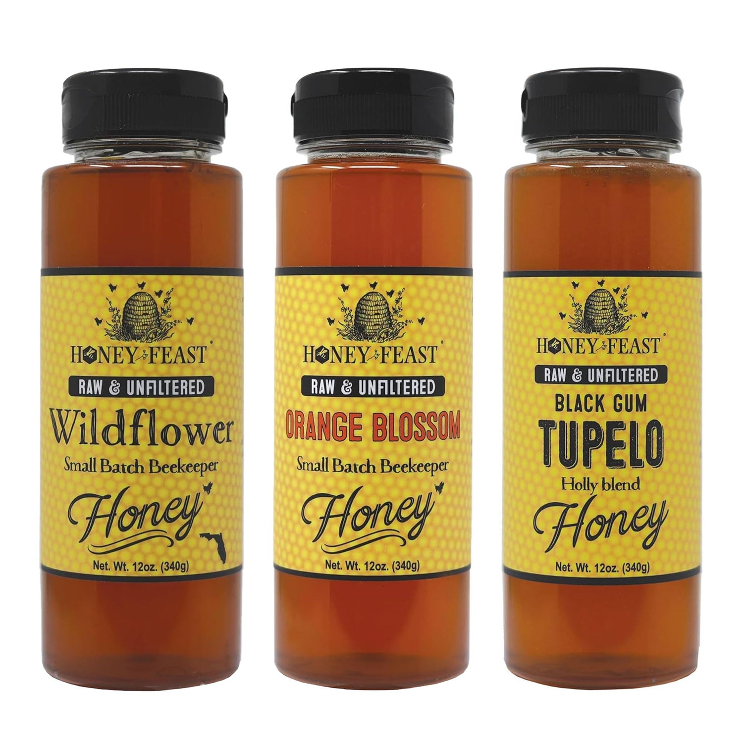 Wellness Trio - Includes 12oz Wildflower, Orange Blossom, and Black Gum Tupelo Honey