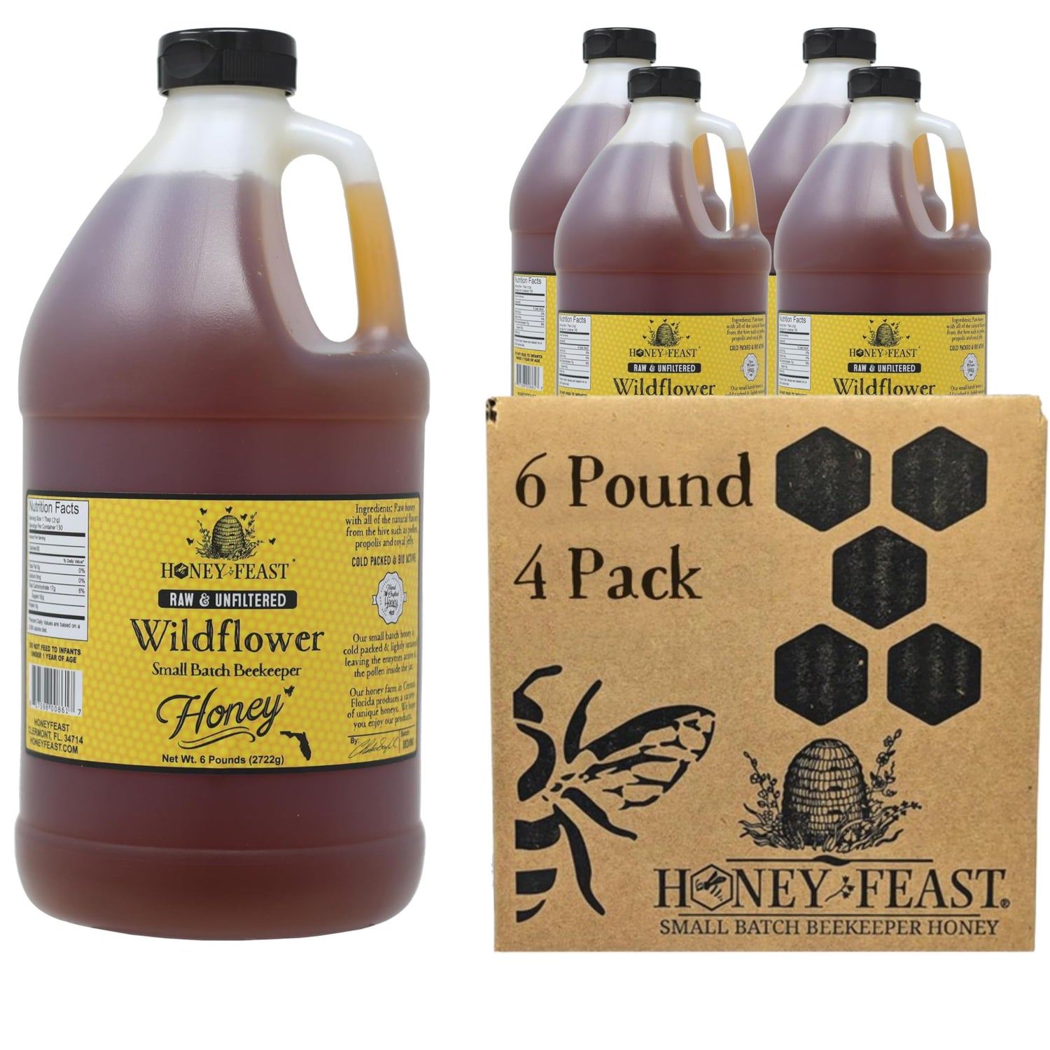 Wildflower Honey - 4-Pack, 6lb Bulk