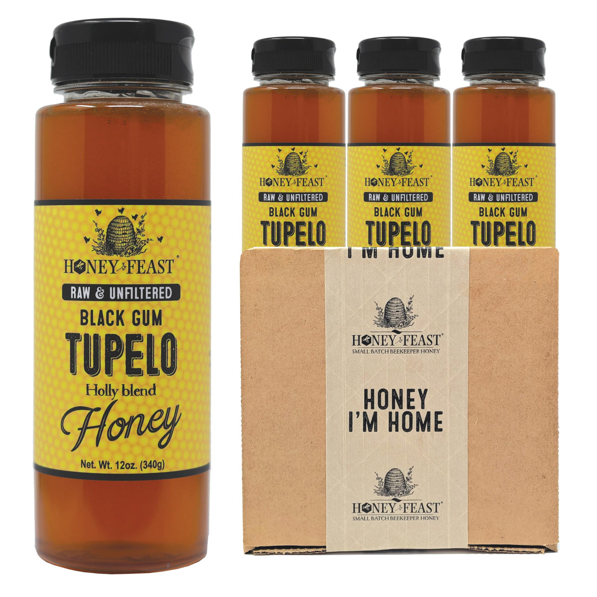 Black Gum Tupelo Honey 12oz 3-Pack — three 12oz plastic jars