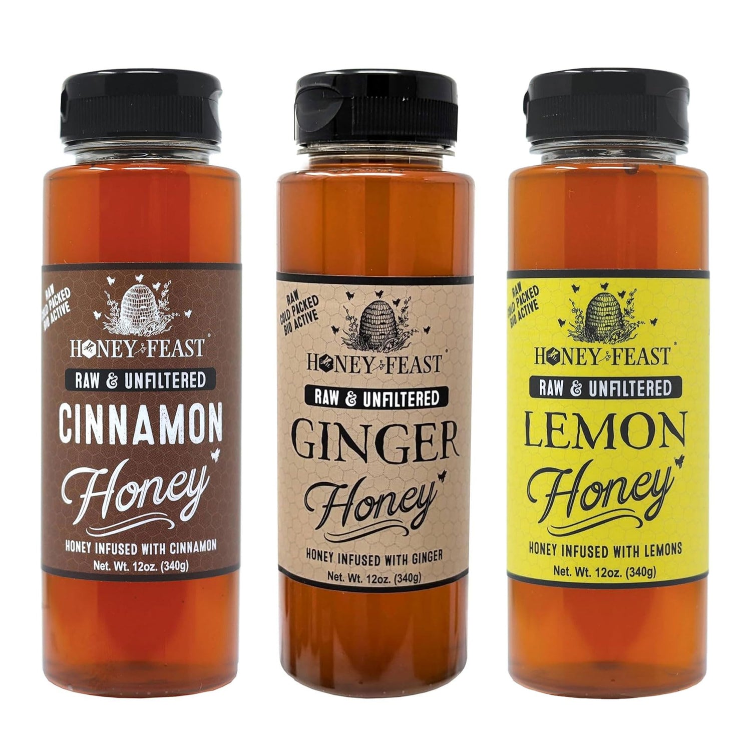 Wellness Trio Honey - Includes 12oz Cinnamon, Ginger, and Lemon Honey