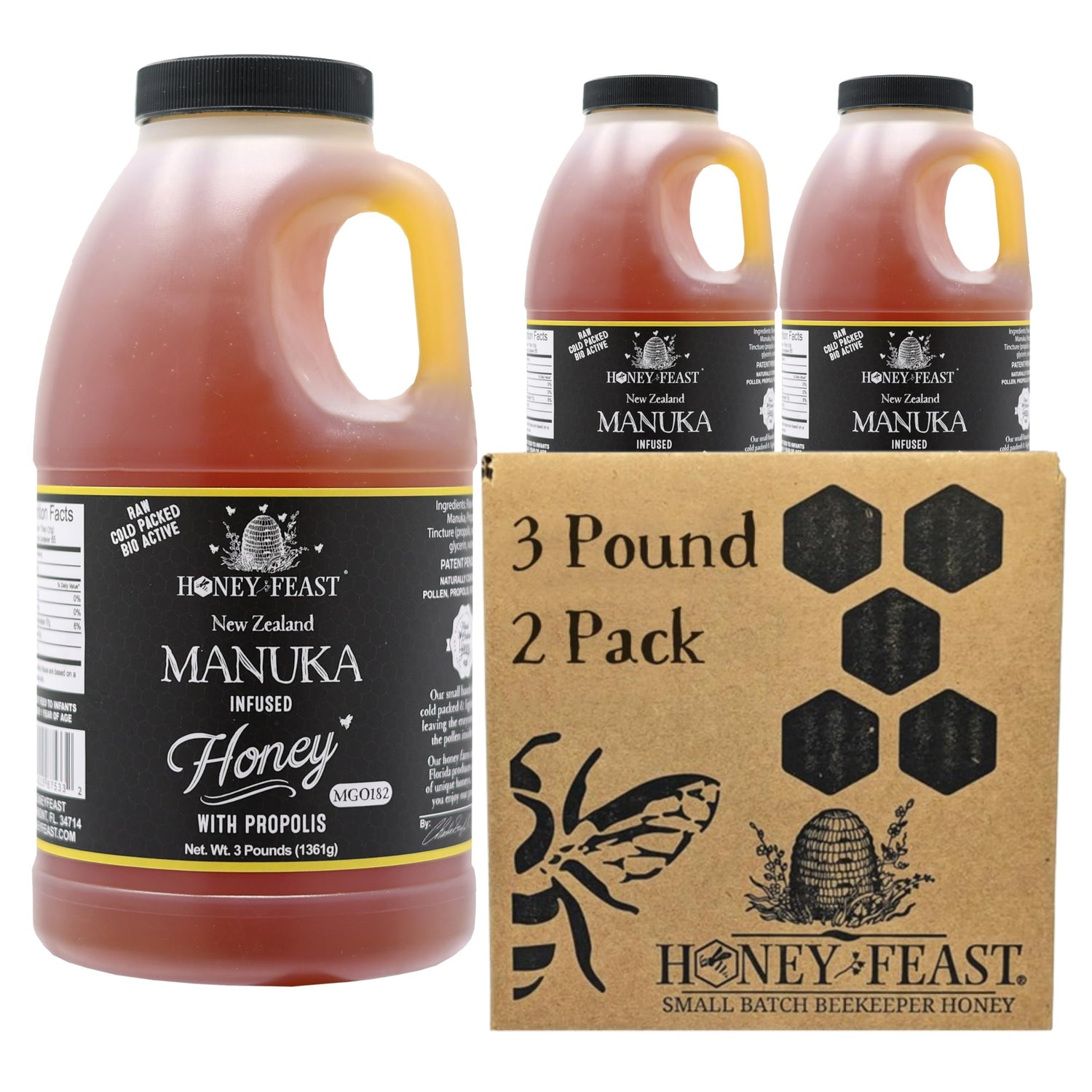 Propolis Infused Manuka Honey - 2-Pack, 3lb Bulk