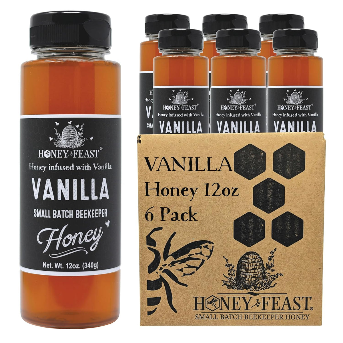 Honey Feast IV12-FARM-6P — six 12oz plastic jars