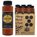 HONEY FEAST Bulk Case Allergy Blend Honey, 12oz Jars (6-Pack) - Artisanal Honey, Raw & Unfiltered, Enhanced Pollen, Florida Beekeepers' Craft