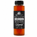 Honey Feast Bourbon Honey 12oz plastic squeeze bottle on a pure white background