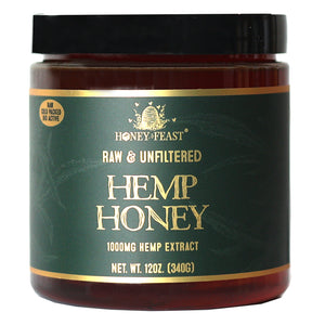 Honey Feast 12oz Hemp Honey Concentrate 1000mg - Raw & Natural Bio-Active Honey Infused with Hemp, Crafted by Florida Beekeepers
