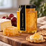 Honey and Honeycomb jar on a cheese board