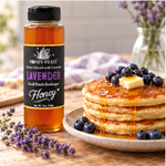 Lavender Honey 12oz plastic bottle in a natural flavor-relevant serving scene