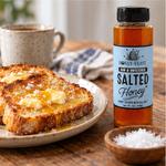 Salted Honey 12oz plastic bottle in a natural flavor-relevant serving scene