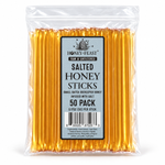 Honey Feast Salted Honey Sticks 50-pack on a pure white background