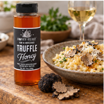 Truffle Honey 12oz plastic bottle in a natural flavor-relevant serving scene