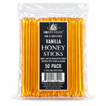 Honey Feast Vanilla Honey Sticks 50-pack on a pure white background