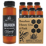 6-Pack HONEY FEAST Bourbon Honey 12oz | Artisan Raw Honey with Bourbon Infusion | Specialty Flavor for Gourmet Lovers | Distinctive Gift Set