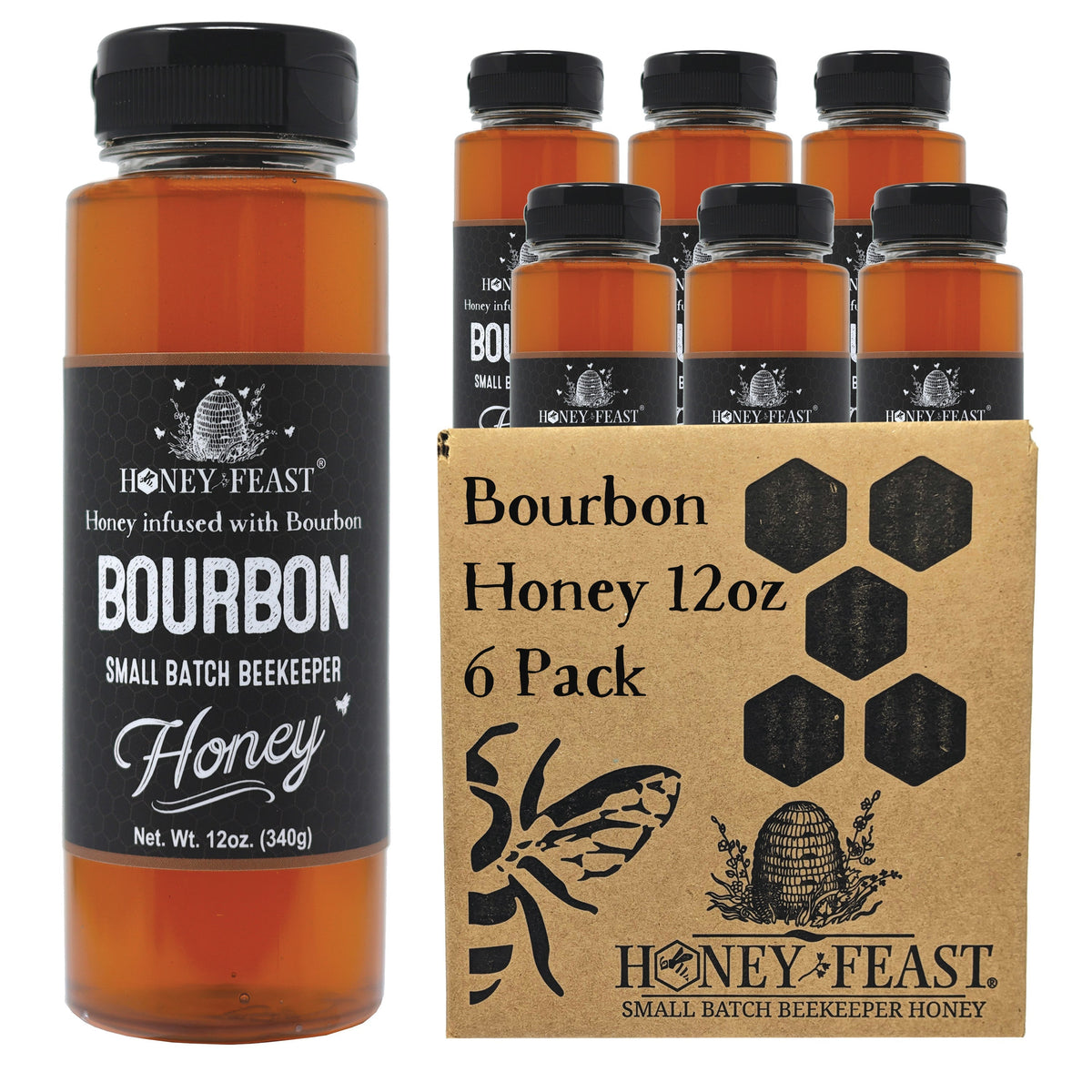 Honey Feast IB12-FARM-6P — six 12oz plastic jars