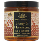 Honey Feast 12oz Honey and Honeycomb Jar - Gourmet Raw, Unfiltered Florida Honey with Edible Comb, Natural Goodness for Foodies & Tea Enthusiasts, Perfect Unique Gift for Bee Lovers & Culinary Delights