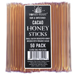 HONEY FEAST Organic Cacao Honey Sticks, 50 Pack | Chocolate Honey | Flavored Honey Sticks | Raw Cacao | Organic Cacao | Sustainable Central Florida Apiary | Perfect Foodie Gift | Raw Honey
