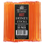 HONEY FEAST 50-Pack Hot Honey Sticks - Spicy Flavored Honey Straws for On-the-Go Sweetness and Heat