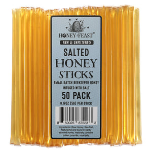 
            
                Load image into Gallery viewer, HONEY FEAST Flavored Honey Sticks | Salty Honey Straws | 50-Pack Honeysticks for Snacking &amp;amp; Sweetening Beverages
            
        