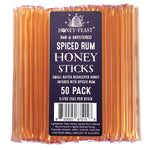 HONEY FEAST Spiced Rum Honey Sticks | Flavored Honey Straws | 50 Pack | Perfect Alternative to Bourbon Honey | Unique Honey Gift