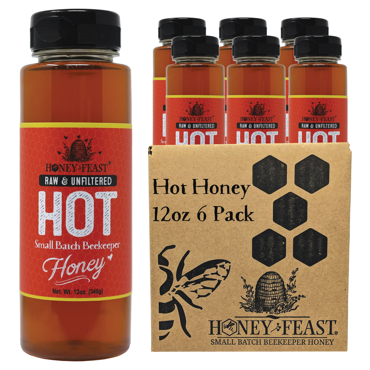 Honey Feast IH12-FARM-6P — six 12oz plastic jars