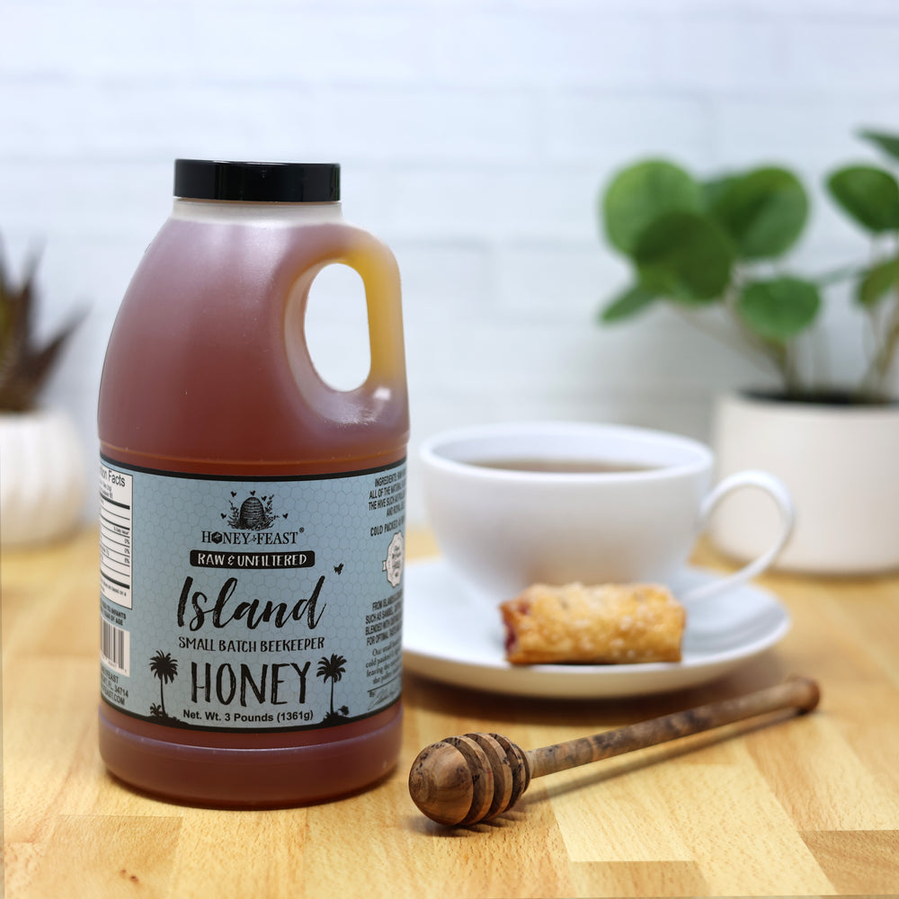 Honey Feast Island Honey 3lb - Experience Raw & Unfiltered Small Batch Beekeeper's Delight