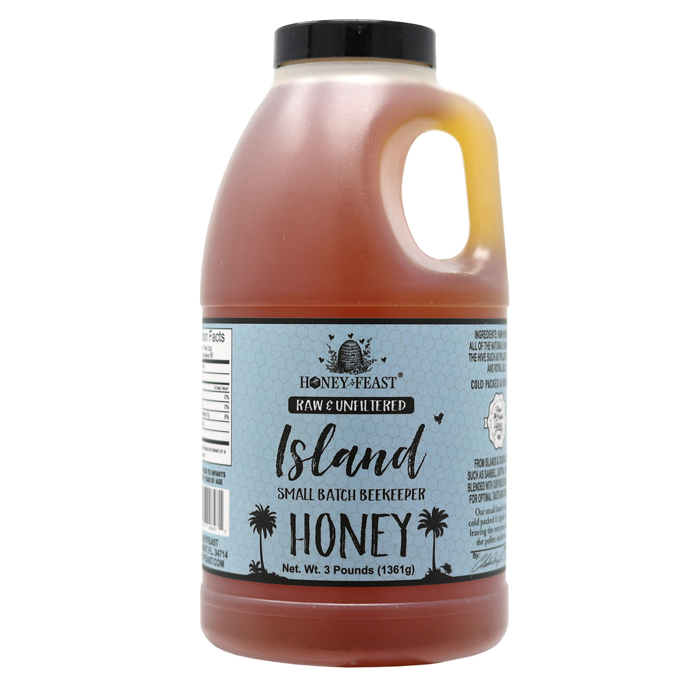 Honey Feast Island Honey 3lb - Experience Raw & Unfiltered Small Batch Beekeeper's Delight