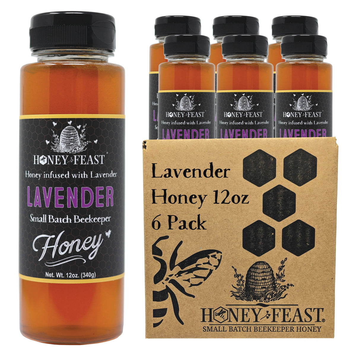Honey Feast IL12-FARM-6P — six 12oz plastic jars