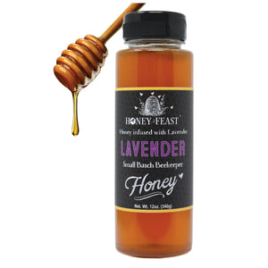 HONEY FEAST Organic Lavender Honey | 12oz Gourmet Flavored Honey | Perfect for Tea, Cooking & Baking | Florida Beekeeper-Bottled