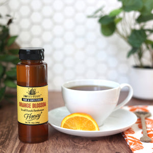 HONEY FEAST Bulk Raw Orange Blossom Honey - 12oz Jars, Pack of 6 | Natural, Pure Citrus Honey | More Value in Every Case